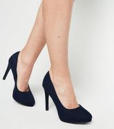 Navy Suedette Platform Court Shoes New Look Vegan