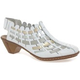 Rieker  Sina Leather Woven Heeled Shoes  women's Sandals in White