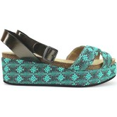 Logan  wedges leather textile AK642  women's Sandals in Green