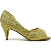 Strictly  Open Side Kitten Heel  women's Court Shoes in Gold