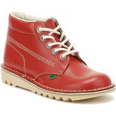 Kickers  Womens Red Leather Kick Hi Boots  women's Mid Boots in Red