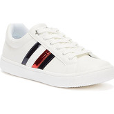 Tommy Hilfiger  Eco Leather Stripes Youth White Trainers  women's Shoes (Trainers) in White