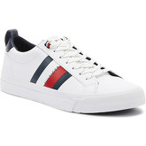 Tommy Hilfiger  Flag Detail Leather Mens White Trainers  men's Shoes (Trainers) in White