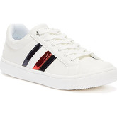 Tommy Hilfiger  Eco Leather Stripes Youth White Trainers  men's Shoes (Trainers) in White