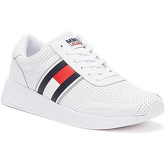 Tommy Hilfiger  Perforated Leather Mens White Trainers  men's Shoes (Trainers) in White