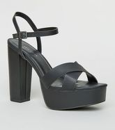 Black Cross Strap Platform Sandals New Look