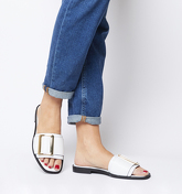 Office Solar- Big Buckle Mule WHITE LEATHER