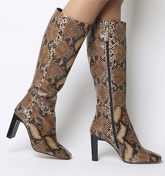 Office Kobra-set Back Heel Knee Boot NATURAL SNAKE LEATHER