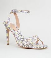 Multicoloured Satin Floral Strappy Stiletto Heels New Look