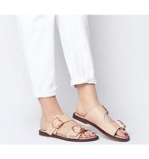 Office Sage- Double Buckle Sandal NUDE LEATHER ROSE GOLD BUCKLES