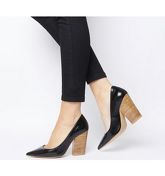 Office Halfpenny Closed Block Court BLACK GROUCHO WITH STACK HEEL