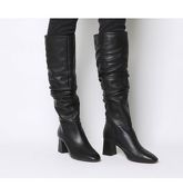 Office Karaboo- Leather Slouch Block Knee Boot BLACK LEATHER