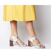 Office Melanie Two Part Buckle Sandal SILVER CRACKLED LEATHER