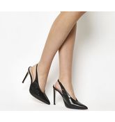 Office Hix V Cut Slingback Point Court BLACK LEATHER