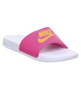 Nike Wmns Benassi WHITE LASER ORANGE LASER FUSCHIA JDI F