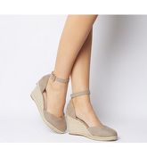 Office Marsha Closed Toe Espadrille Wedge TAUPE WITH GOLD BRANDING