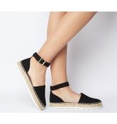 Office Fiery Ankle Strap Sporty Sole Espadrille BLACK SUEDE