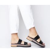 Office Stadium- Double Strap Wedged Sandal BLACK CROC LEATHER