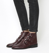 Office Lock Down Studded Buckle Boots BURGUNDY LEATHER