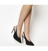 Office Hix V Cut Slingback Point Court BLACK SUEDE