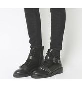 Office Asteroid- Lace Up Buckle Boot BLACK LEATHER SUEDE