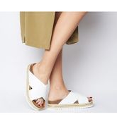 Office Mexico Cross Strap Footbed WHITE WITH GOLD RAND