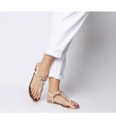 Office Scarlet- Embellished Toe Post NUDE SNAKE WITH EMBELLISHMENT