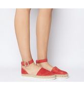 Office Fiery Ankle Strap Sporty Sole Espadrille RED SUEDE