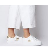 Office Feature Platform Lace Up Trainer WHITE WITH GOLD