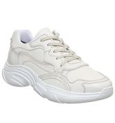 Ask the Missus Leap Chunky Trainer WHITE LEATHER HOLOGRAPHIC