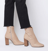 Office All Right- Block Heel Boot NUDE LEATHER WOOD EFFECT HEEL