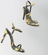 Green Camo Print Stiletto Heel Sandals New Look