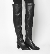 Office Krissy- Black Heel Over The Knee Boot BLACK LEATHER