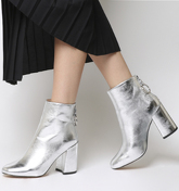 Office Argon- Block Heel Back Zip SILVER METALLIC