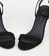 Black Suedette Ankle Strap Stiletto Heels New Look Vegan