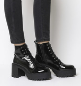 Office Animal- Chunky Lace Up Boot BLACK PATENT