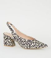 Yellow Suedette Leopard Print Pointed Slingbacks New Look