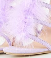 Lilac Feather Trim Caged Stiletto Heels New Look