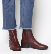 Office Ashleigh Flat Ankle Boots NEW BURGUNDY LEATHER
