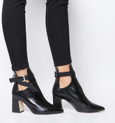 Office Alternative- Cut Out Block Heel Boot BLACK LEATHER