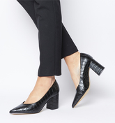 Office Mama Point Court With Chunky Heel BLACK CROC