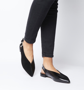 Office Flow Split Slingback Point BLACK LEATHER WITH SUEDE