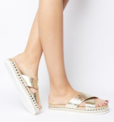 Office Sincere- Studded Sole Cross Strap GOLD CROC LEATHER