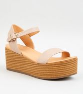 Nude Leather-Look Flatform Footbed Sandals New Look Vegan