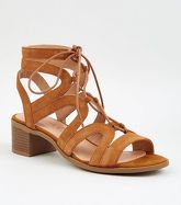 Tan Suede Lace Up Block Heels New Look