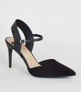 Black Suedette Piped Stiletto Court Shoes New Look Vegan