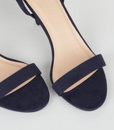 Navy Suedette Ankle Strap Stiletto Heels New Look Vegan