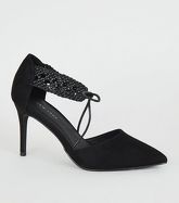Black Suedette Woven Strap Courts New Look