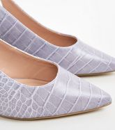 Wide Fit Lilac Faux Croc Slingbacks New Look