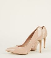 Pale Pink Patent Stiletto Heel Pointed Courts New Look Vegan